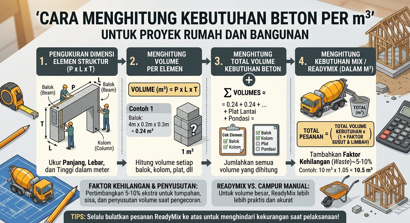 Cara Menghitung Kebutuhan Beton per m³ untuk Proyek Rumah dan Bangunan
